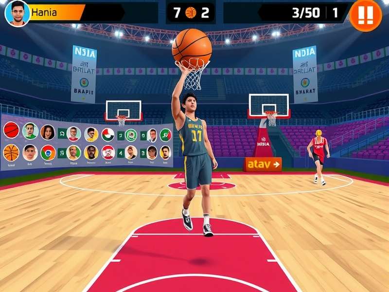 Bharat Hoop Sensation gameplay screenshot showing basketball action